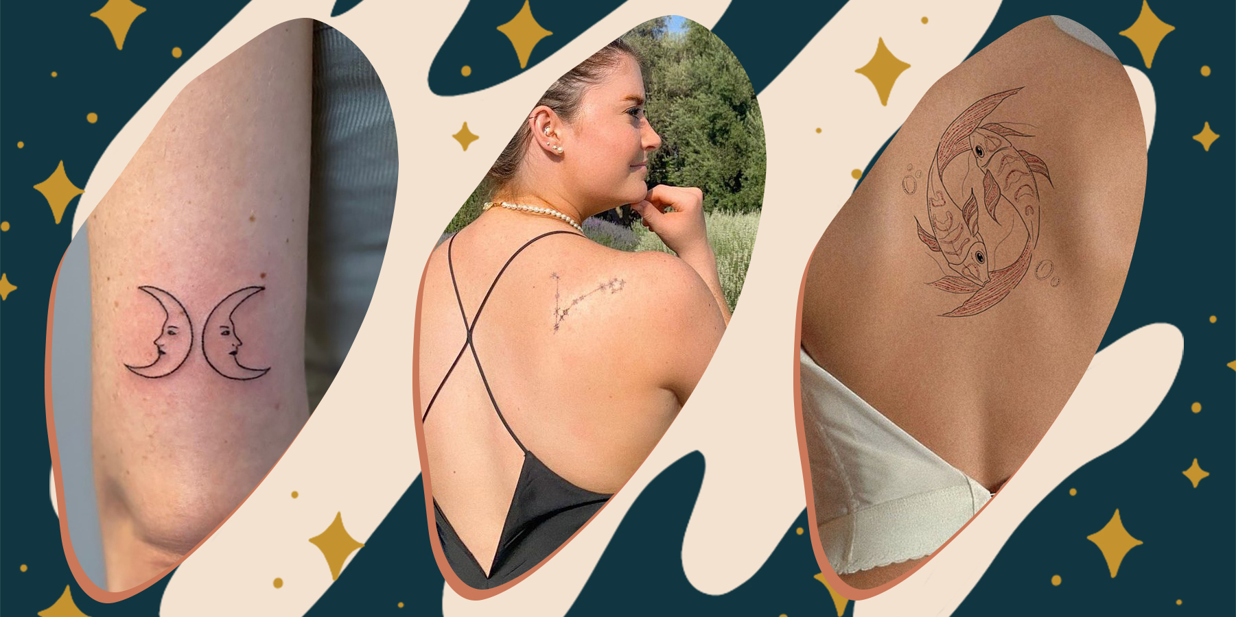 Voorkoms pisces zodiac sign horoscope Temporary Body Tattoo Waterproof For  Girls Men Women Beautiful & Popular Water Transfer Size 11CM x 6CM - 1Pcs :  Amazon.in: Beauty